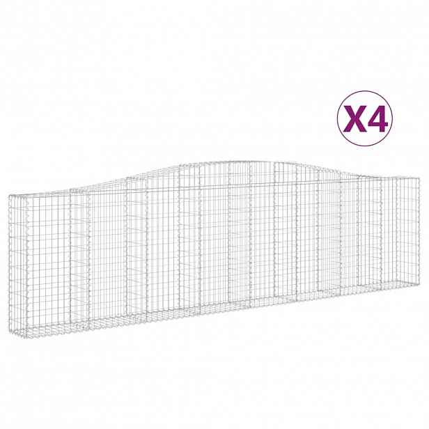 vidaXL Klenuté gabionové koše 4 ks 400x30x100/120cm pozinkované železo
