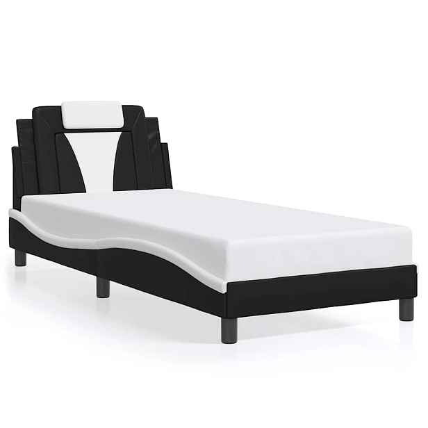 vidaXL Rám postele Viana bez matrace černý a bílý 90 x 200 cm umělá kůže