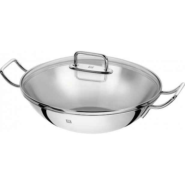 Zwilling Plus nerezová pánev wok 32 cm se skleněnou poklicí