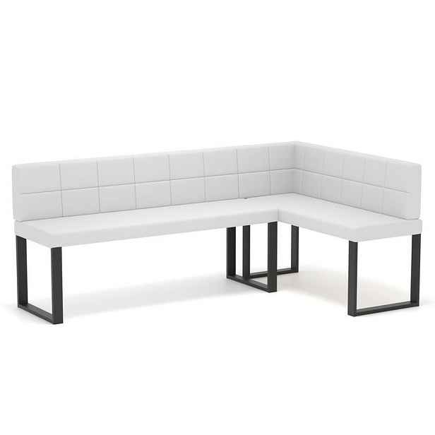 Idohome ROHOVÁ LAVICE SANA U pravá ekokůže prošívaná, 142/196 cm, bílá