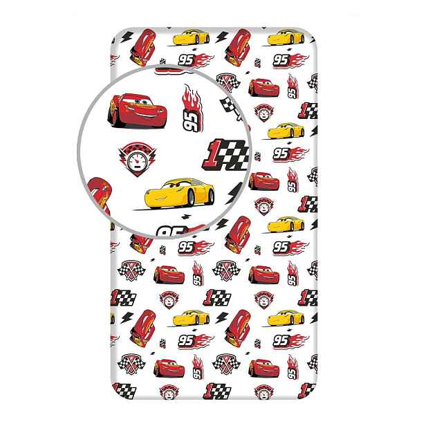 Napínací bavlněné dětské prostěradlo 90x200 cm Cars "McQueen" – Jerry Fabrics
