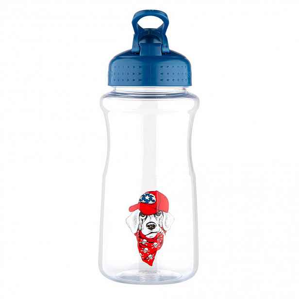 Altom Plastová láhev s brčkem Labrador, 500 ml, modrá