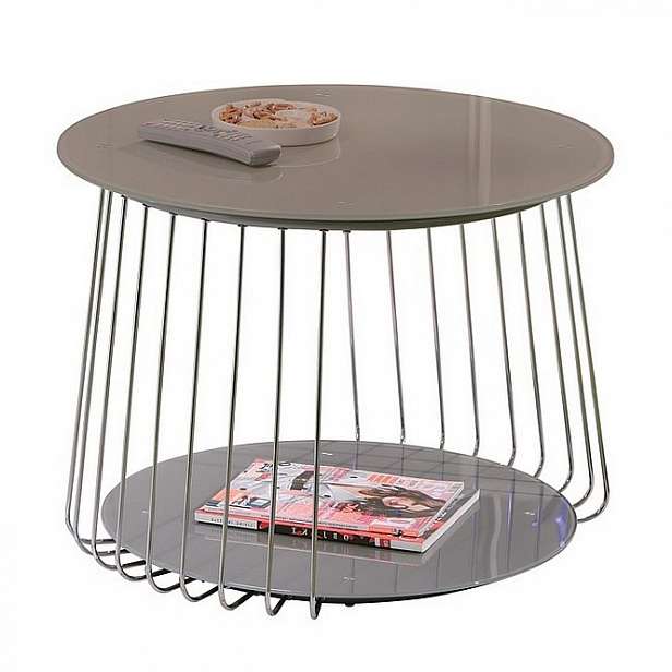 Konferenční stolek Riva, kov/cappuccino sklo