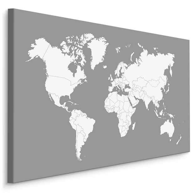 MyBestHome BOX Plátno Mapa Světa Na Šedém Pozadí Varianta: 40x30