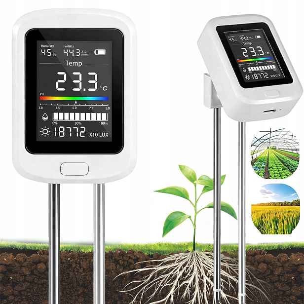 Tester Kyselinoměru Půdy 6V1 S LCD Displejem, Úrodnost, Vlhkost Apod.
