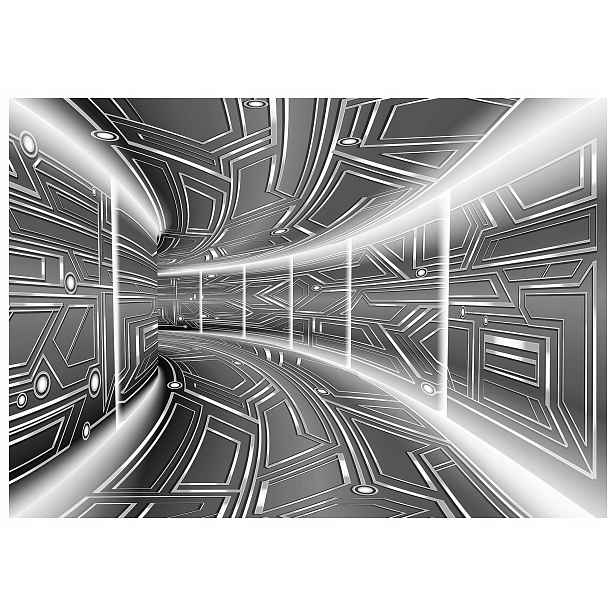 Fototapeta Tunel Geometrie Světlo Šedá Bílá Vinylová 416x254 lepidlo