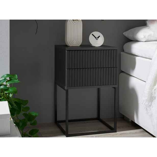 Noční stolek se 2 zásuvkami Marle, grafitový