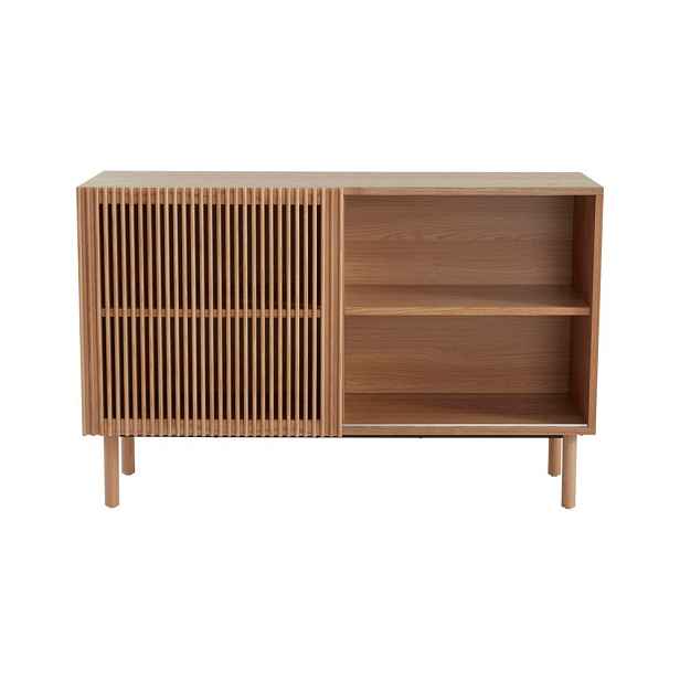 Skříňka v dekoru jasanu s posuvnými dveřmi v přírodní barvě 124x80x45 cm Sion – Jotex
