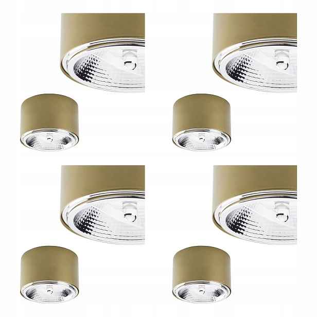 Tk Lighting Sada 4x Spot Lampa Nástěnné svítidlo Zlatá AR111 12W Obývací pokoj
