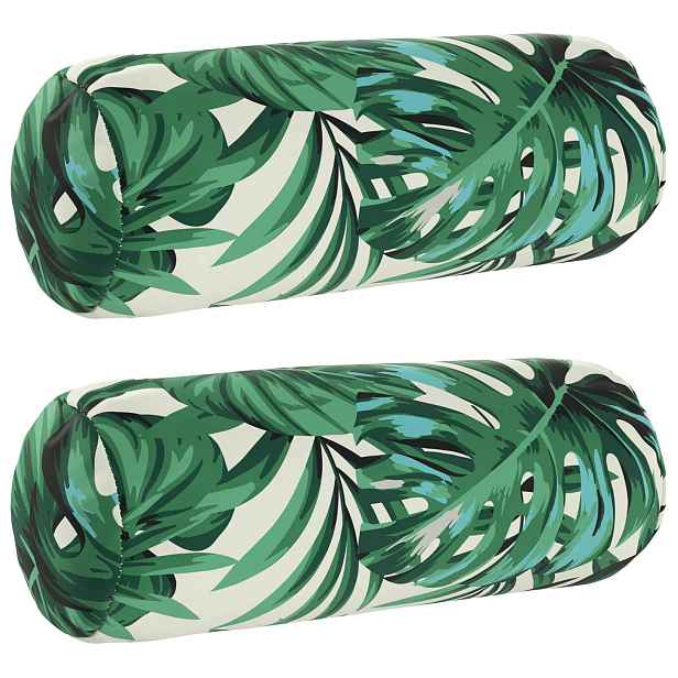 vidaXL Polštář 2 ks HEERLEN Vzor listů Ø 15 x 40 cm Polyester