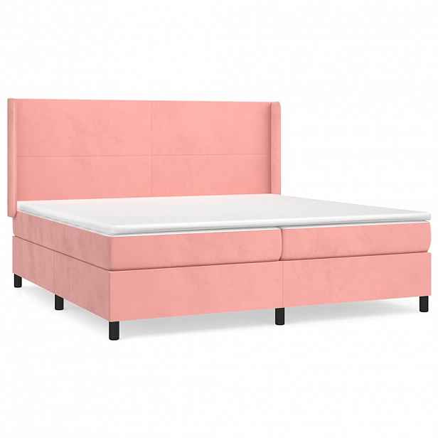 vidaXL Box spring postel s matrací růžová 200x200 cm samet