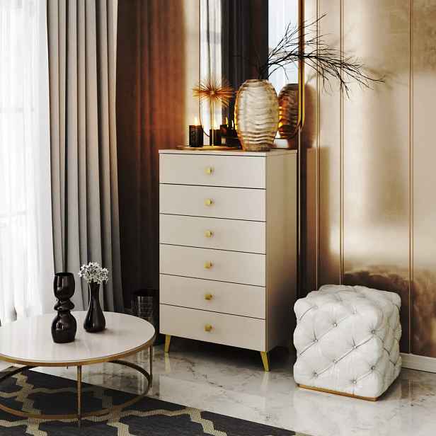 Designová komoda MAVRIEL - kašmírová / zlatá