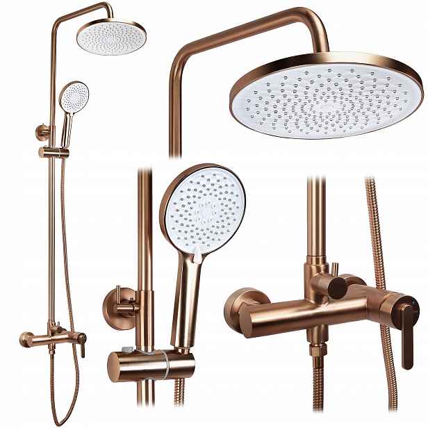 Sprchový Set Rea Ontario Kartáčovaná Měď S Nástěnným Sprchováním