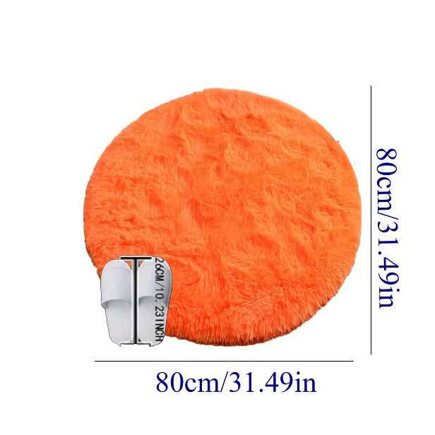 TEMU 1ks Oranžová Kulatá Plyšová Rohožka - Měkká, Léčivá na Dotek, Strojově Vyrobený Polyester, Perfektní pro Ložnici, Obývací Pokoj a Sváteční