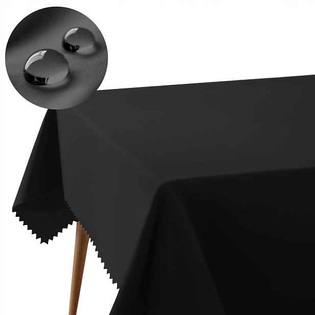 Ubrus 140x350 černý, odolný vůči skvrnám, polyester 240 g/m2 bez vzoru do jídelny