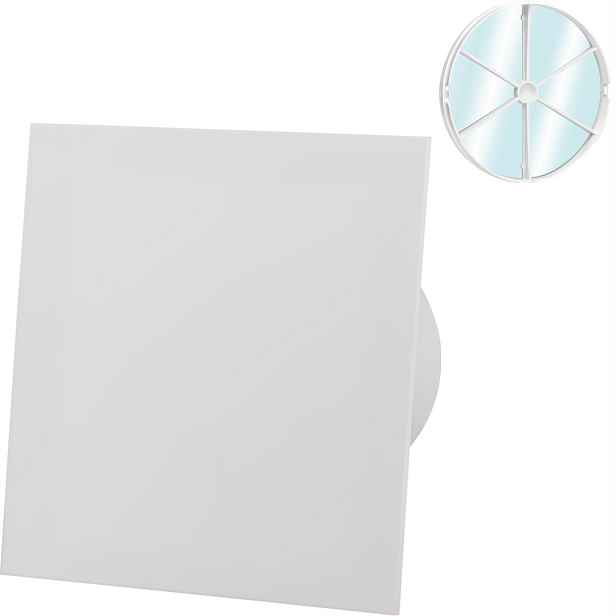 Ventilátor S Plexi Zpětným Ventilem Bílý Mat Časovač Senzor Vlhkosti Fi 100