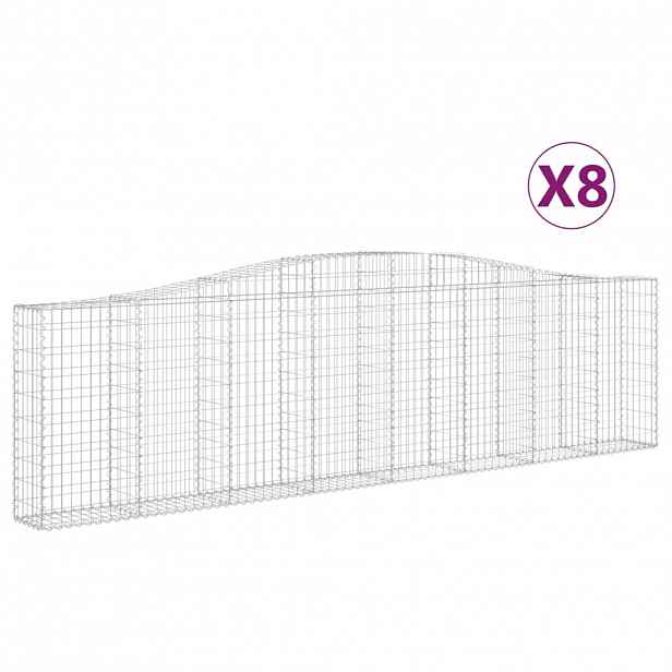 vidaXL Klenuté gabionové koše 8 ks 400x30x100/120cm pozinkované železo