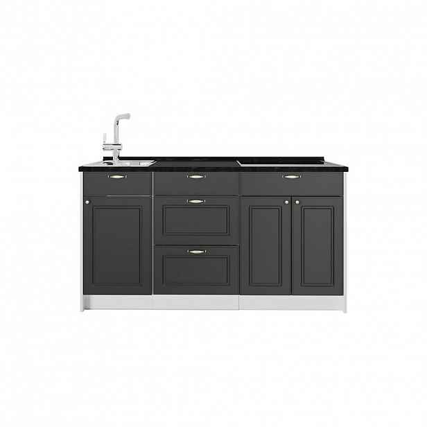 Vicco KUCHYŇSKÝ BLOK Fame-Line, Anthrazit-Gold Landhaus, 150 cm, PD Antracit