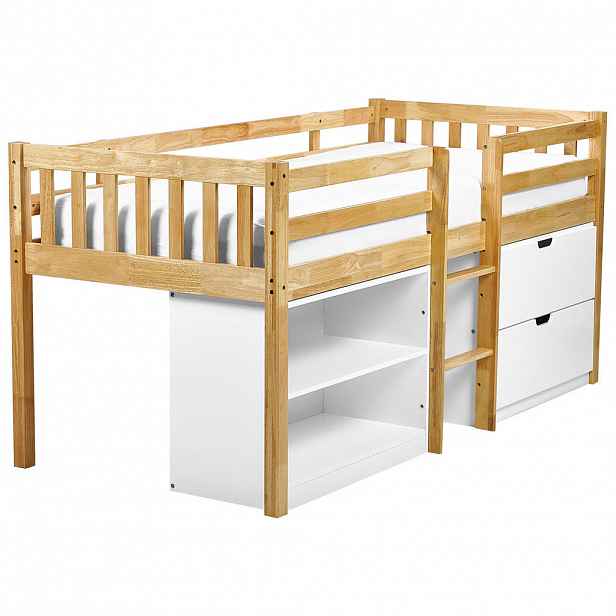 Beliani STŘEDNĚ VYSOKÁ POSTEL Světlejší Holzfarbton-Weiß 90-200 cm Susville