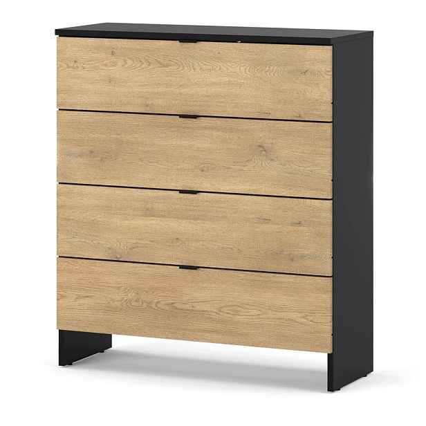 Komoda Se Zásuvkami 80 CM Černá Dub Cremona Loftová Skříňka Do Obývacího Pokoje Ložnice