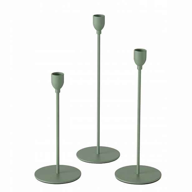 Kovové Svícny Zelené Minimalistické Dekorativní Sada 3 Ks 33X10