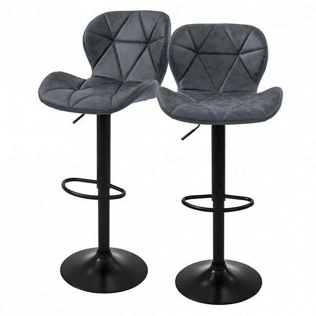 ML-DESIGN SADA 2 barových židlí z umělé kůže, antracitová, výškově nastavitelná/otočná