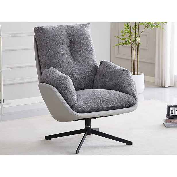 Otočné křeslo Modena, holubí šedá tkanina