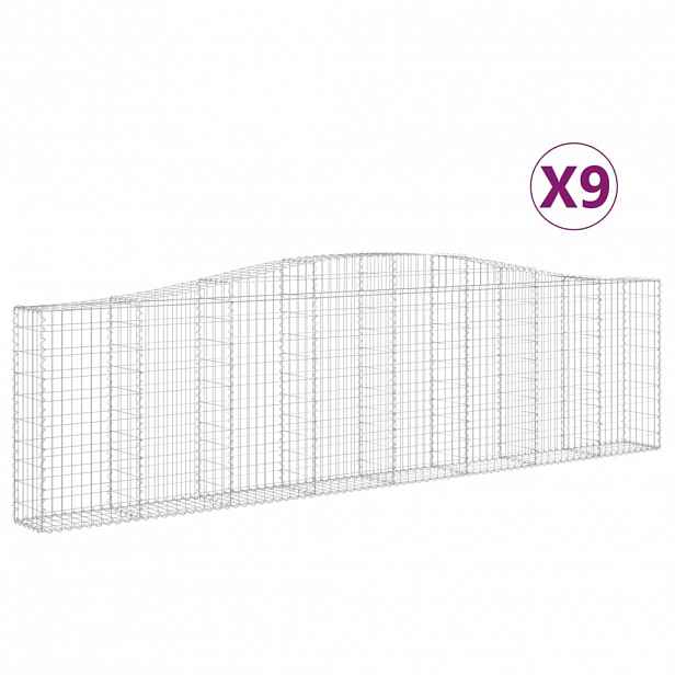 vidaXL Klenuté gabionové koše 9 ks 400x30x100/120cm pozinkované železo