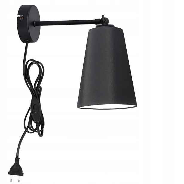 Nástěnná Lampa Abžur Kužel Zástrčka E27 Nastavitelná