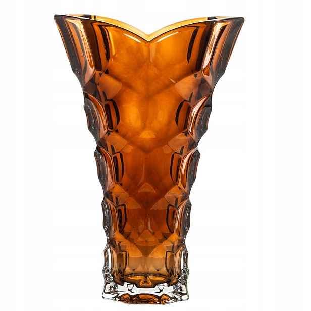 Bohemia Honey Comb Smokey Honey Křišťálová Váza 355 MM