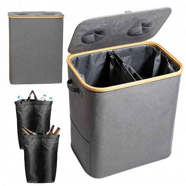 Koš na prádlo Bedee skládací 140 l se 2 sáčky 68x57x37 cm pro třídění