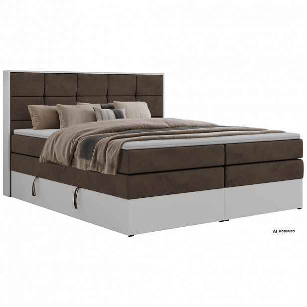 MKS POSTEL BOXSPRING ALVIT KING 140/200 - Hnědá Samet - Topper Visco - H4