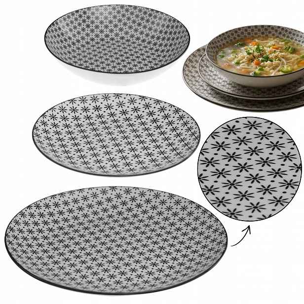 Set jídelní servis Pro 6 Osob Bohemia Flower stolní nádobí talíře