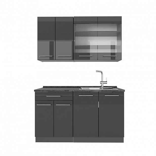 Vicco JEDNOTKOVÁ KUCHYNĚ Fame-Line Antracitový vysoký lesk 140 cm , PD Antracit