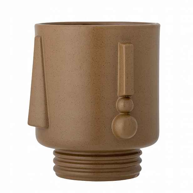 Bloomingville Guxim květináč kameninový hnědý obličej 20,5 cm