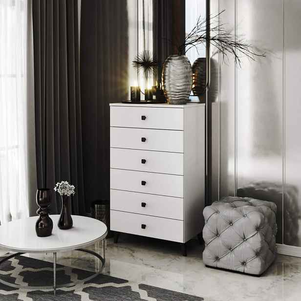Designová komoda MAVRIEL - bílá / černá