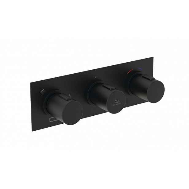 Ideal Standard Ceratherm C100 - Termostatická sprchová baterie pod omítku, pro 3 spotřebiče, s tělesem, hedvábná černá A7664XG