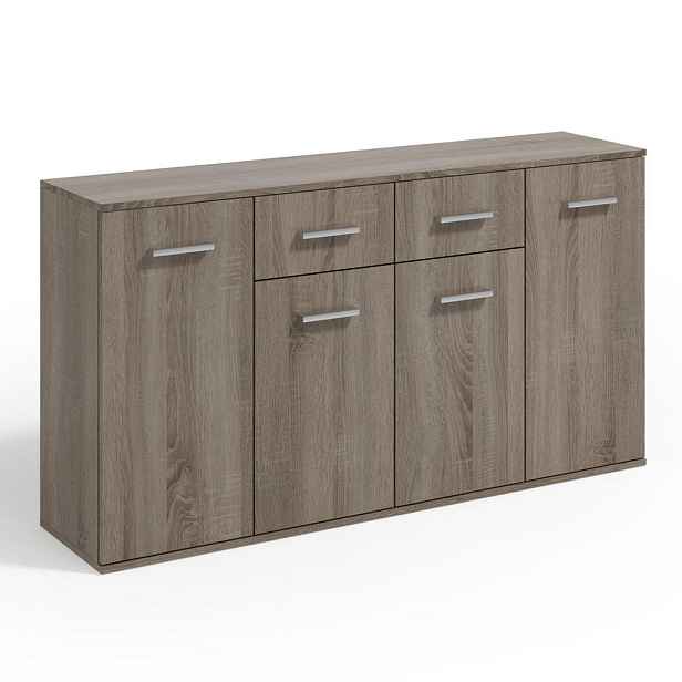 MASSENO KOMODA GIACOMO III, 160/85/33 cm s 2 zásuvkami a 4 dvířky, dekor dub lanýžový