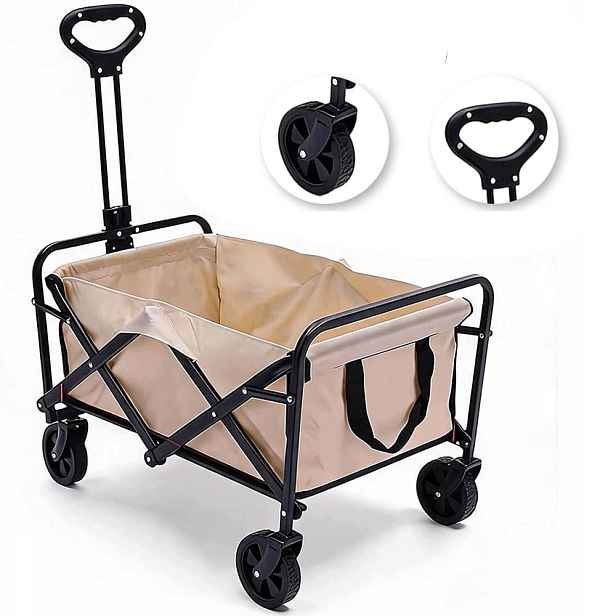 Skládací přepravní vozík, 75 l, 150 kg, na nákupy, khaki
