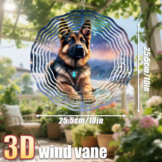 TEMU 1 ks 3D Zimní Ovčák v Sněhu | 25,5 cm / 10 palců Čtvercový s Otočným Hákem, 360° Kreativní Větrník, Ideální Pro Vánoční Ozdoby, Zahradní