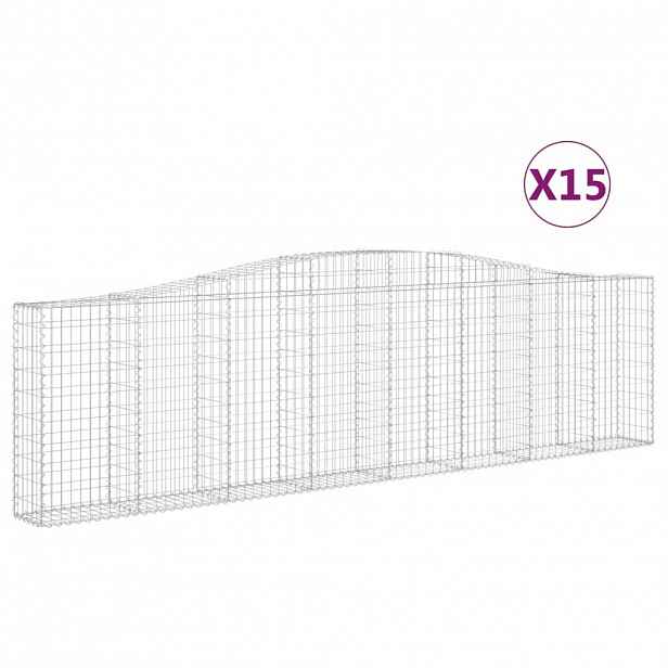 vidaXL Klenuté gabionové koše 15ks 400x30x100/120cm pozinkované železo