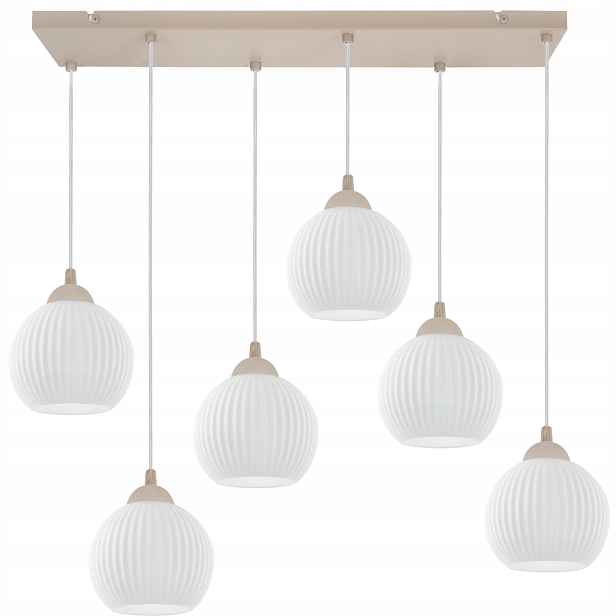 Závěsná Stropní Lampa Lustr Béžová Kašmírová Rýhovaná Do Jídelny E27