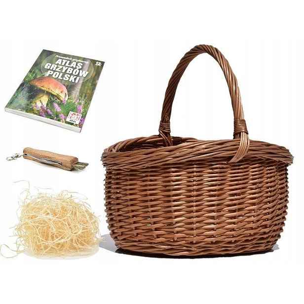 Proutěný koš na houby Set Dárek-atlas Nůž