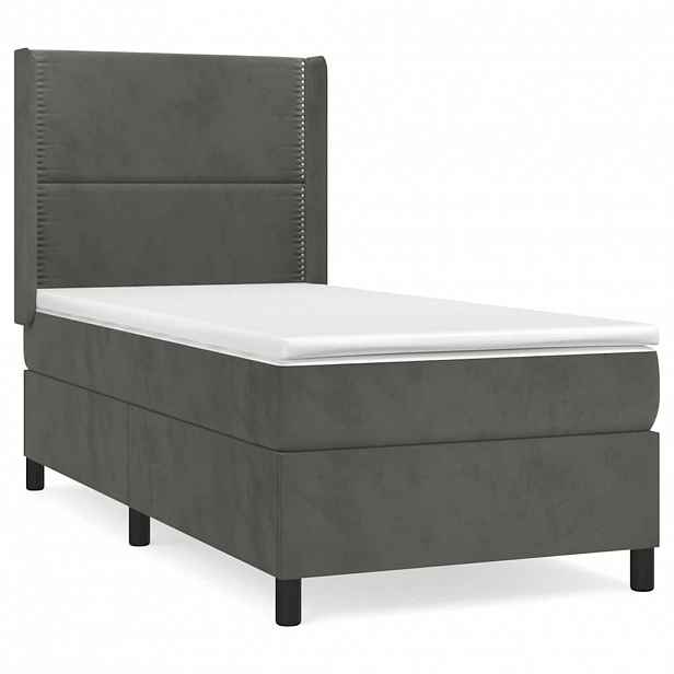 vidaXL Box spring postel s matrací tmavě šedá 90x190 cm samet