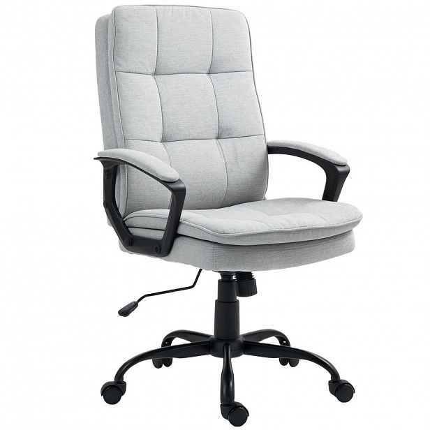 HOMCOM KANCELÁŘSKÁ ŽIDLE Ergonomická kancelářská židle s funkcí houpání, výškově nastavitelná, šedá