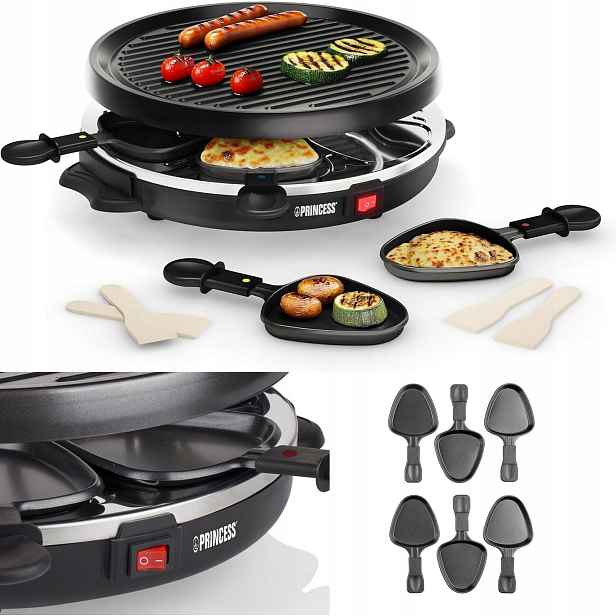 Kulatý Elektrický gril Raclette 6 tyčinek, 6 špachtlí, 800W Gril