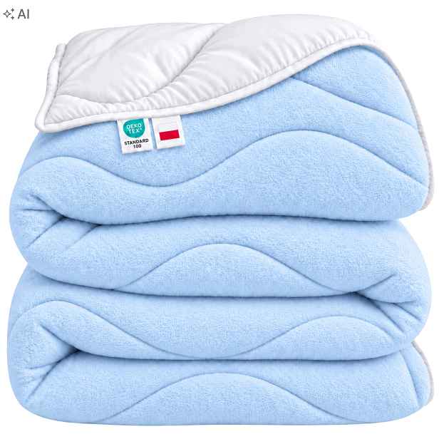 Teplá Přikrývka Fleece 180 x 200 cm Oboustranná, Modrá, Antialergická Na Zimu