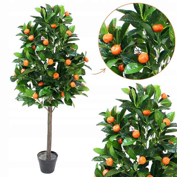 Velký Ozdobný Stromek Umělá Mandarinka V Květináči 120 cm umělé rostliny