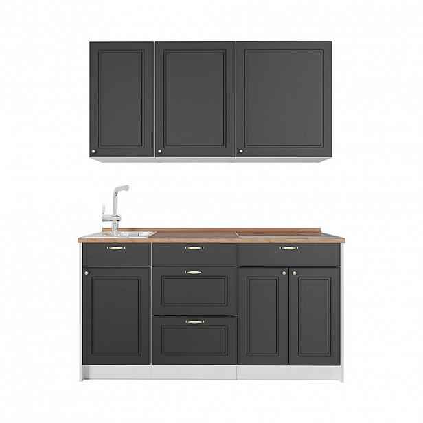 Vicco JEDNOTKOVÁ KUCHYNĚ Fame-Line, Anthrazit-Gold Landhaus/Bílá, 150 cm, PD Dub