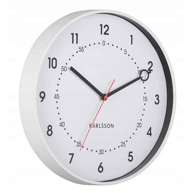 Bílé Kulatý Čitelné Nástěnné Hodiny Karlsson Fresco KA6038WH 31,5 cm
